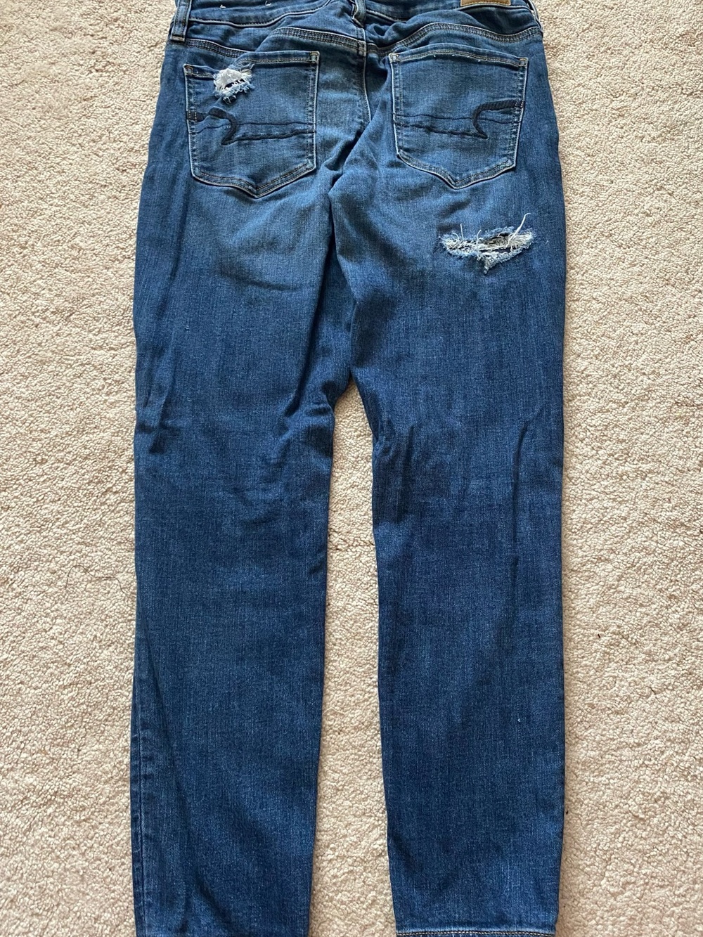 American Eagle Outfitters Dark Blue Distressed Skinny Jeans - Picture 5 of 7